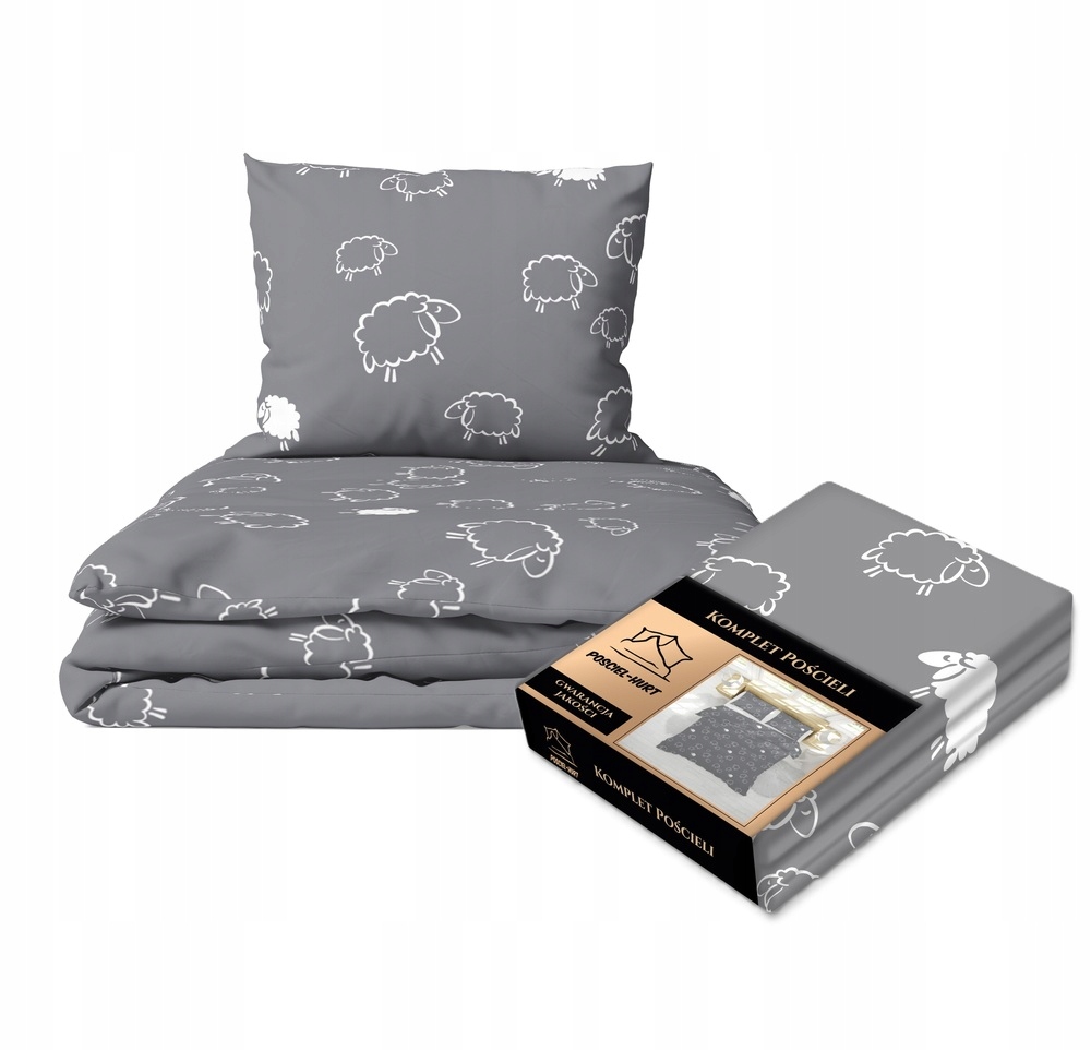 Hotelové Povlečení 140x200 cm Povlečení 70x80 Bavlna 100% vzor: Beránci Šedí