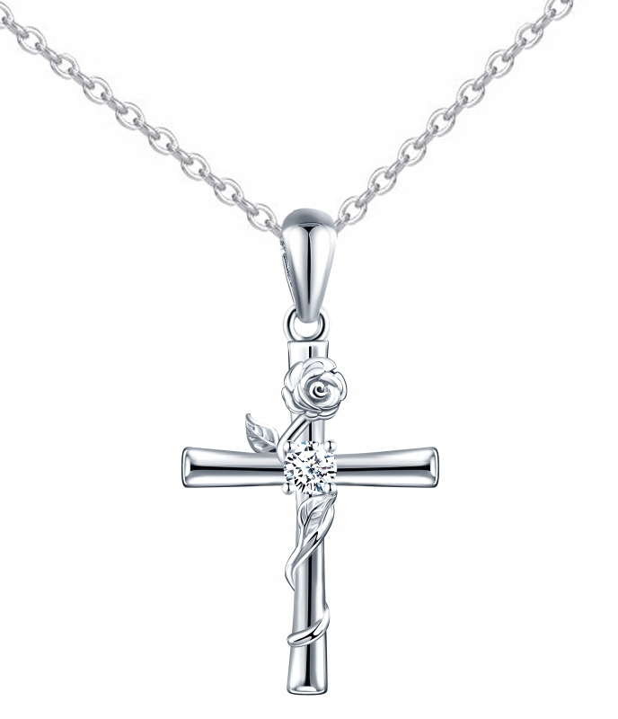 Stříbrný Řetízek Náhrdelník Křížek Dámský Kříž Svaté Přijímání Stříbro O Ryzosti 925