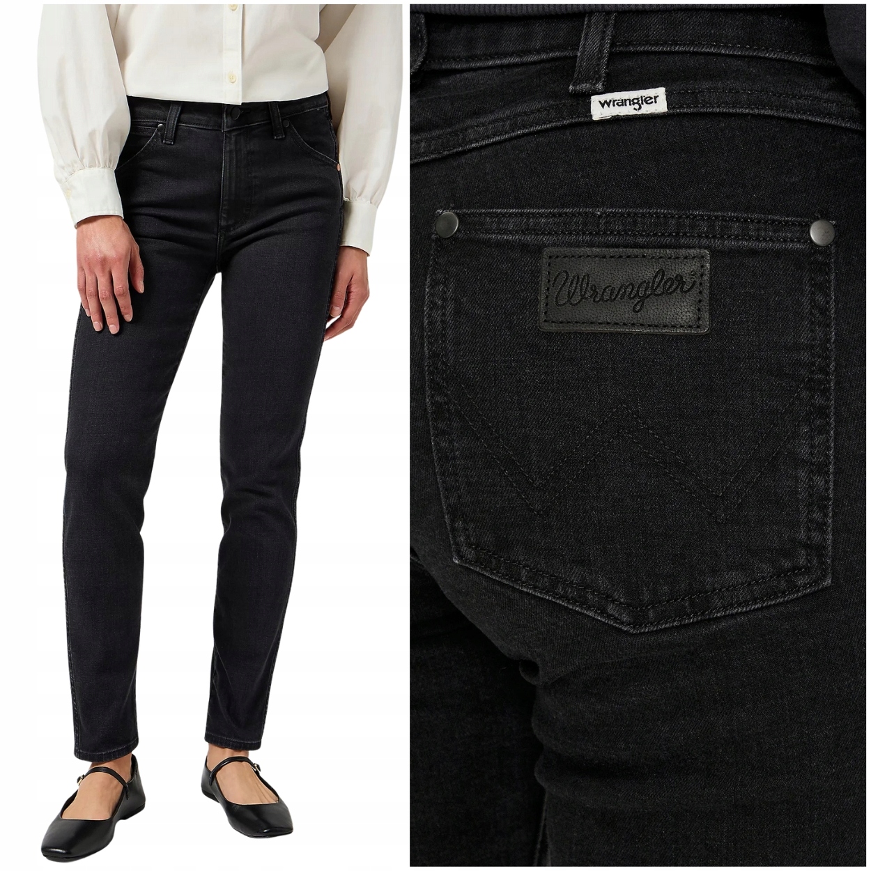 Wrangler Piper Slim Smokey vysoké černé dámské džínové kalhoty W29 L34