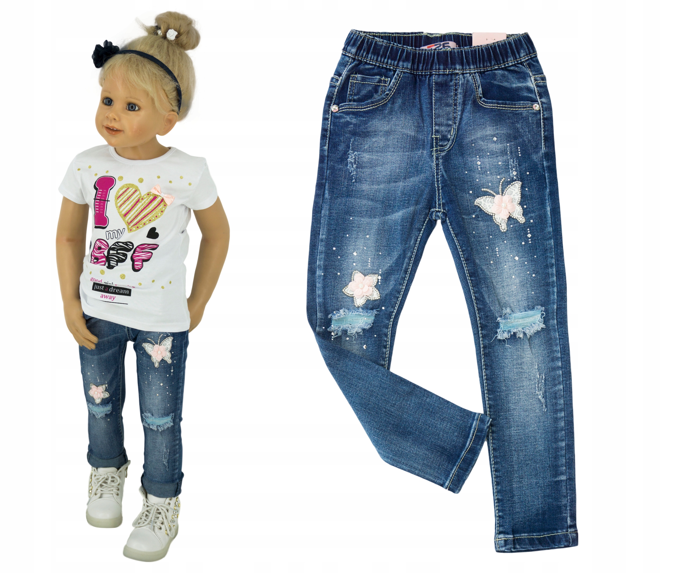 

0756 Spodnie jeans lycra w gumkę rozmiar 134