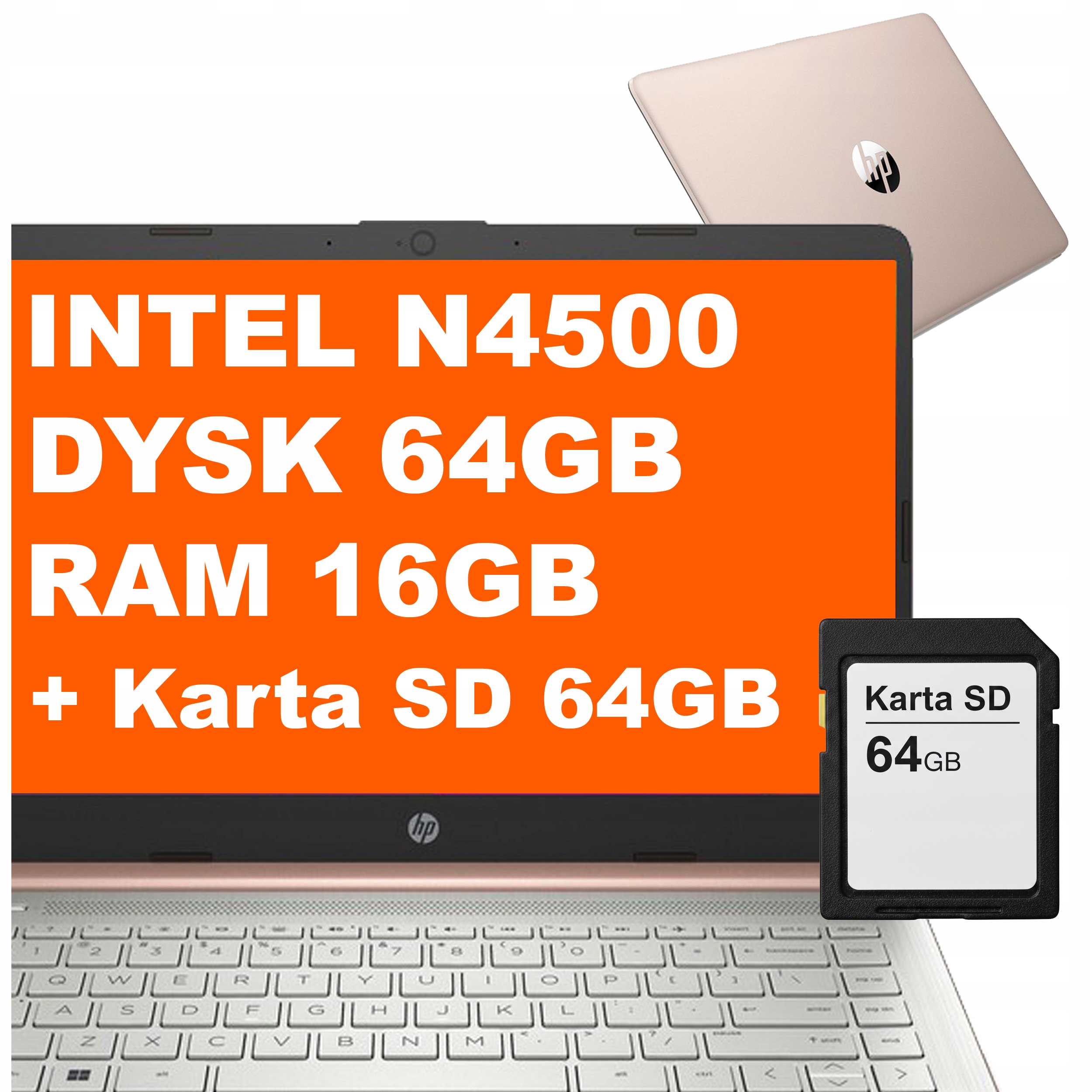 Laptop edukacyjny Hp 14-dq Intel N 16GB 64GB eMMC 64GB Sd Intel Uhd Hd W11