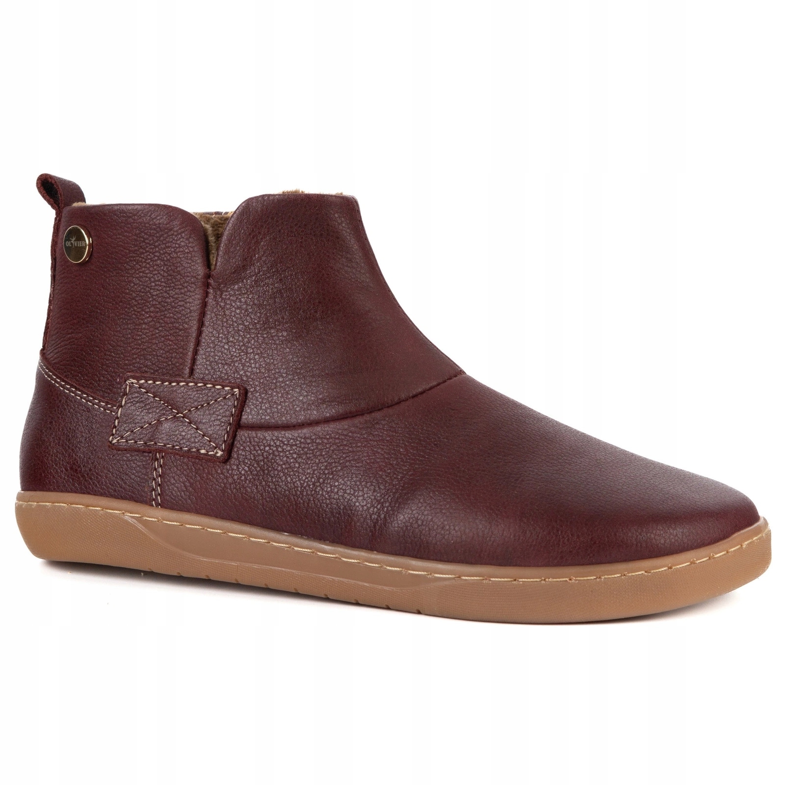 Dámské zimní barefoot kožené boty Z-B07 vínové na zip, velikost 41