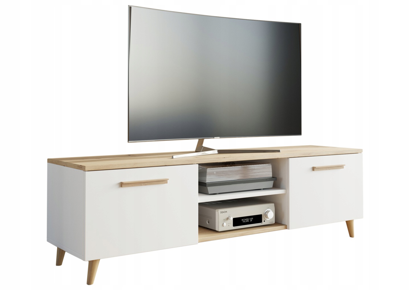 Rtv skrinka pod televízor v škandinávskom štýle Bergen 120 cm artisan/biela