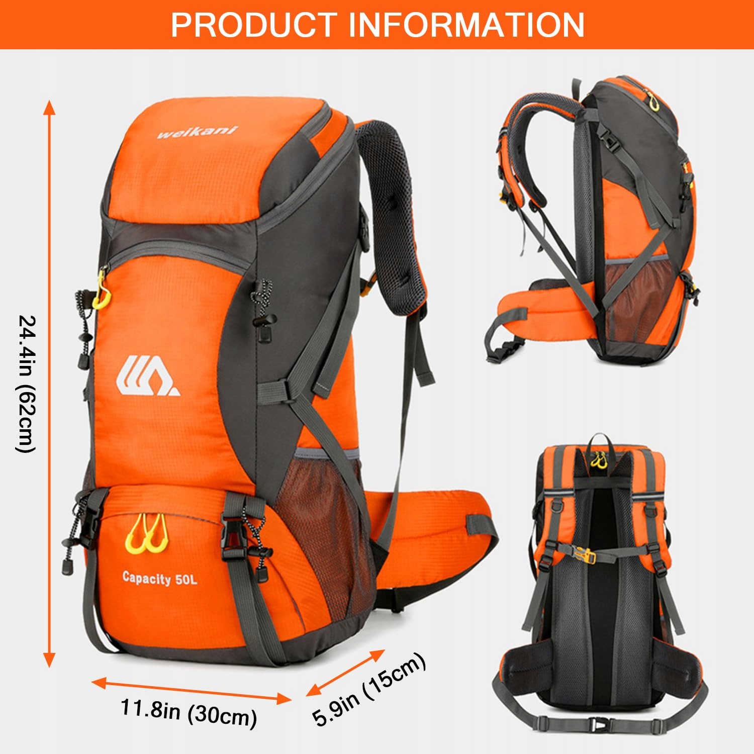 FAVUIT Plecak Turystyczny 50L Lekki Składany Plecak Trekkingowy Outdoor — miniatura 2