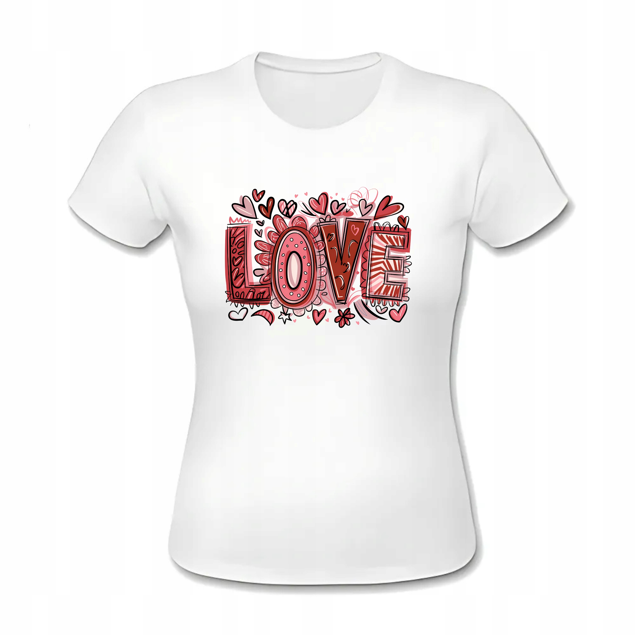 KOSZULKA DAMSKA WALENTYNKI TSHIRT Z NADRUKIEM LOVE DLA NIEJ DZIEWCZYNY M
