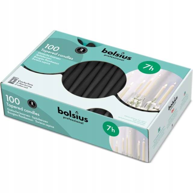 Stolní svíčka tradiční špice černá 100 kusů Bolsius