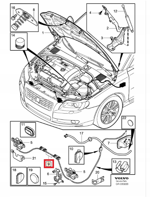 30671768 - Кабель капота VOLVO S80 II 07-16R V70 III 08-16R