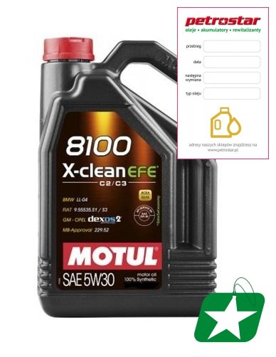Olej Motul 5W30 4L X-clean 8100 Efe C2/C3 Dpf Sn 505.01 229.52