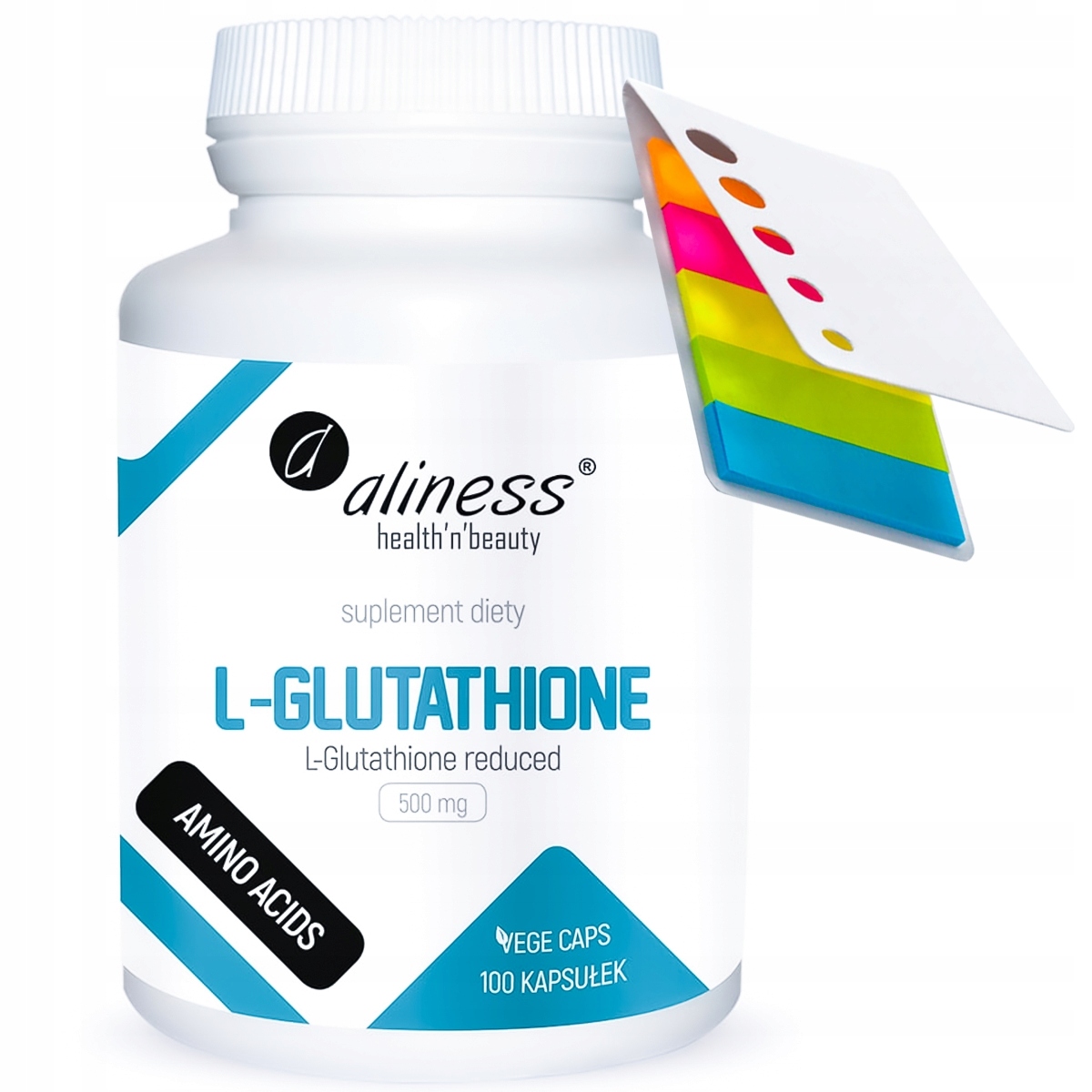 Aliness L-GLUTATION L-Glutathione redukovaný 500mg 100 kap VEGE NA 100 DNI