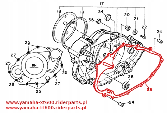 Uszczelka pokrywy sprzęgła Yamaha XT TT SRX 600 Numer katalogowy części 88657555