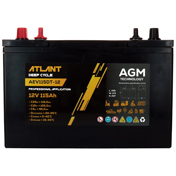 Akumulator AGM Atlant AEV115DT-12 12 V / 115 Ah Zawiera baterie nie