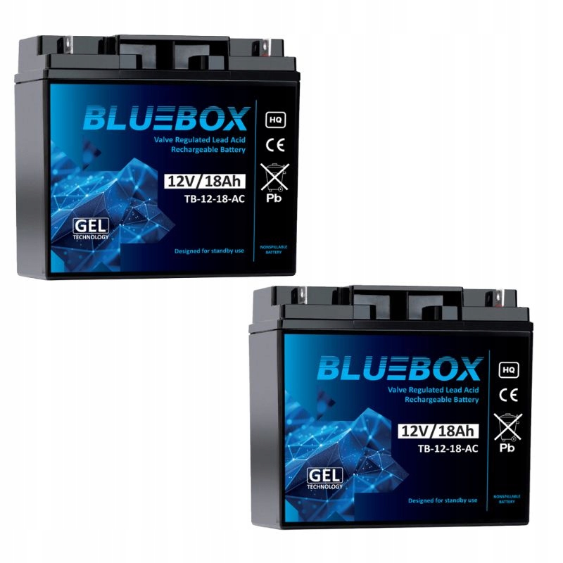2X akumulátor Agm 12V 18Ah Bluebox (rozmer 17Ah 20Ah) Ups solárny alarm na bicykli