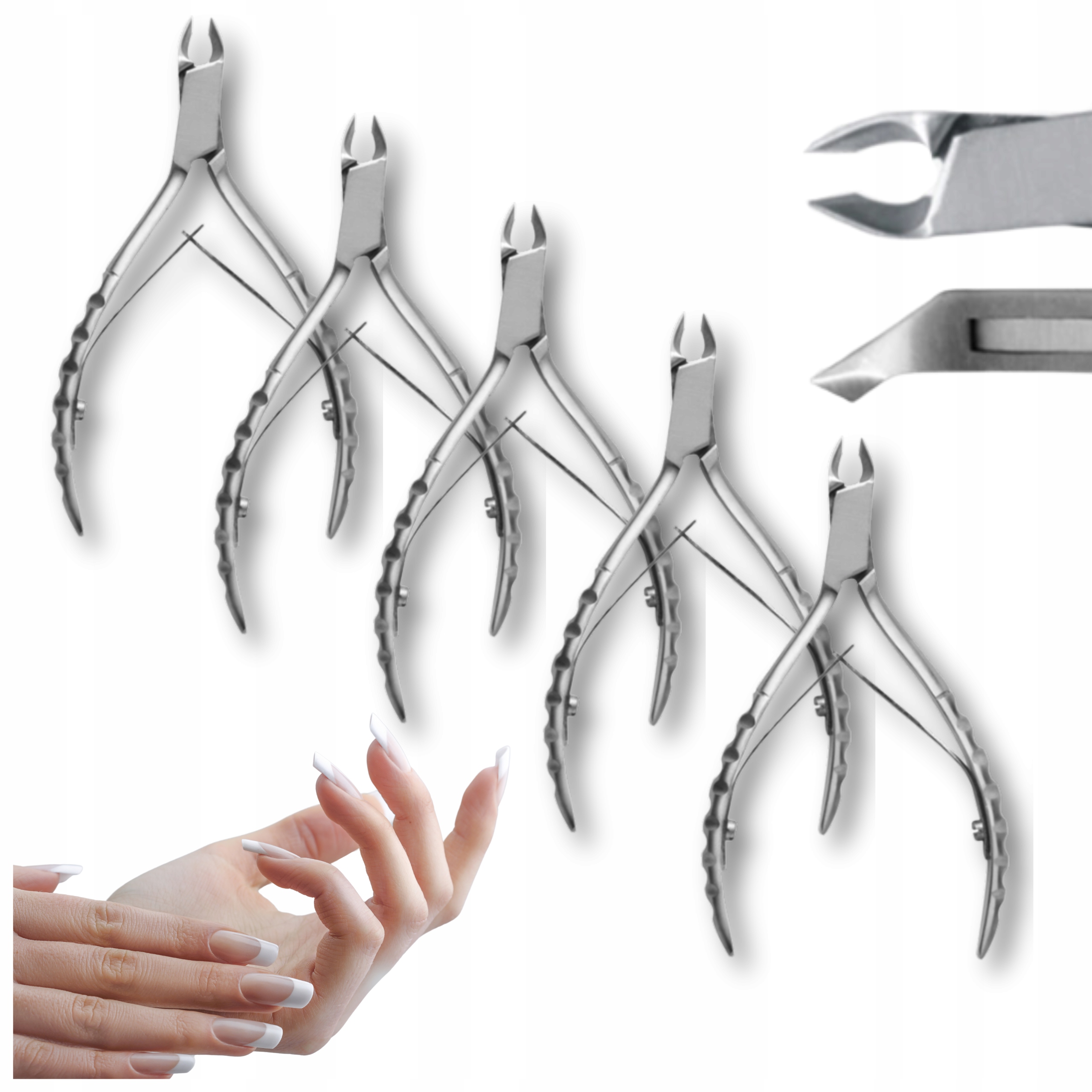 Set 5 x Kleště na nehtovou kůžičku 3 mm Profesionální nerezová ocel