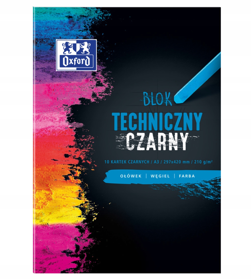 BLOK TECHNICZNY OXFORD A3 210g/m2 CZARNE KARTKI