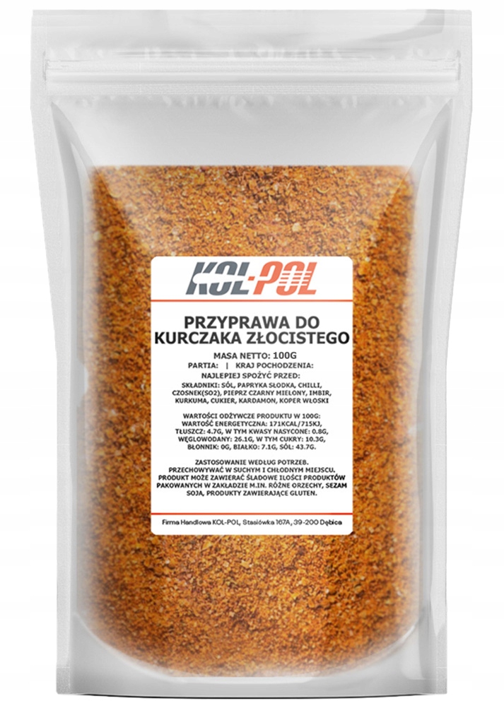 PRZYPRAWA DO KURCZAKA ZŁOCISTEGO 100g Mieszanka Stan opakowania oryginalne
