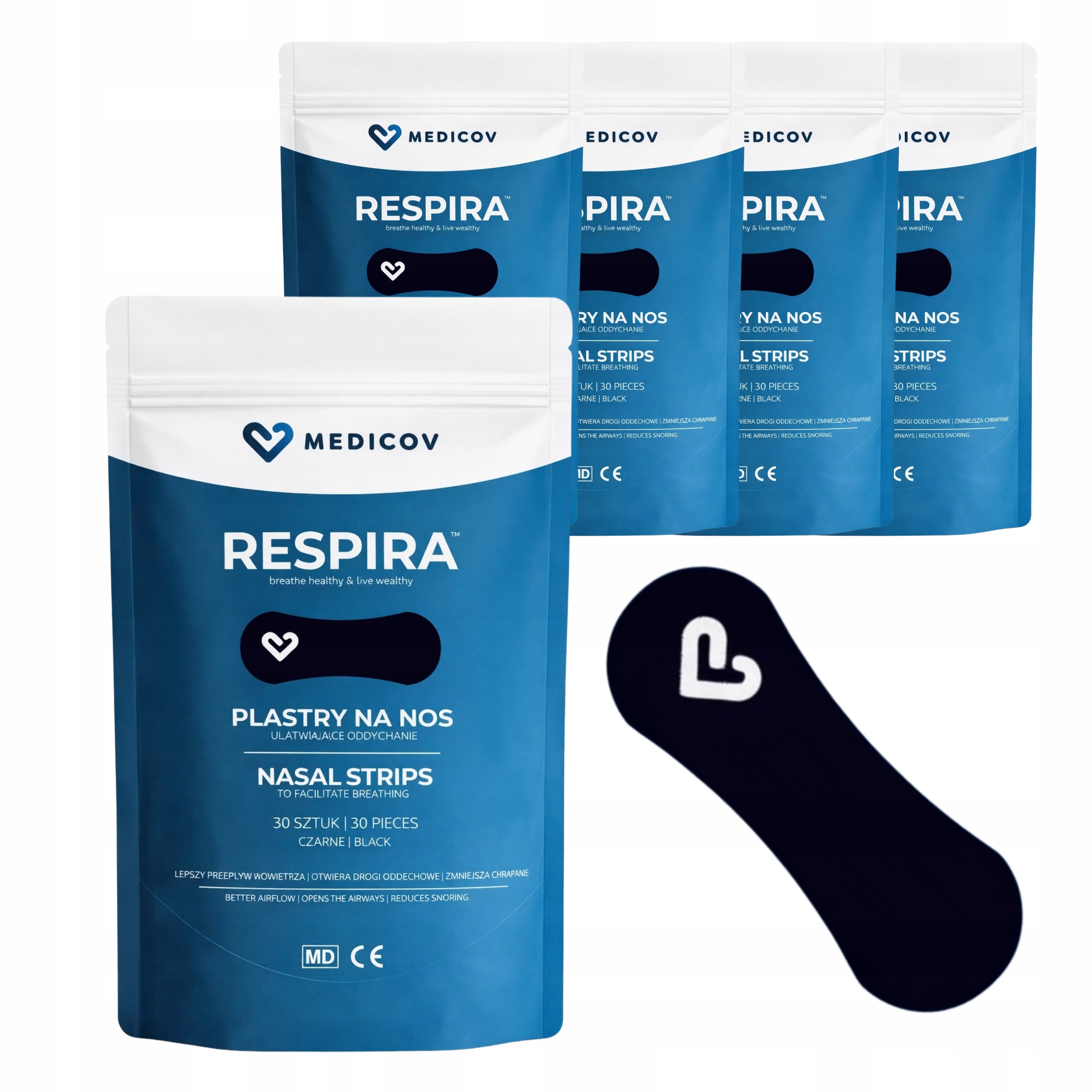 Plastry Na Nos Respira Lepsze Oddychanie Sen Trening Chrapanie Sport 30 szt