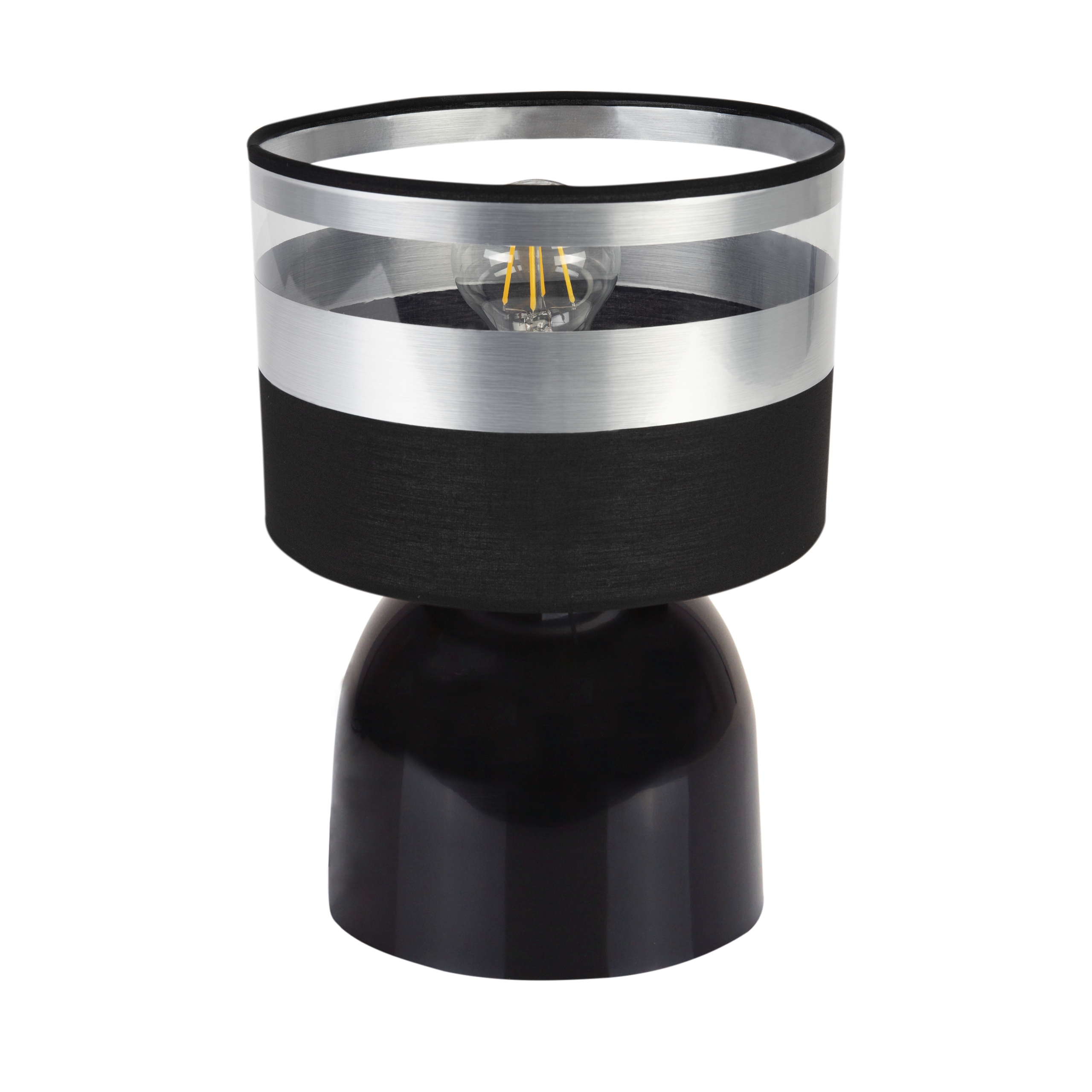 LAMPA STOŁOWA NOCNA ABAŻUR CHROM WYBÓR LED Szerokość produktu 15.5 cm