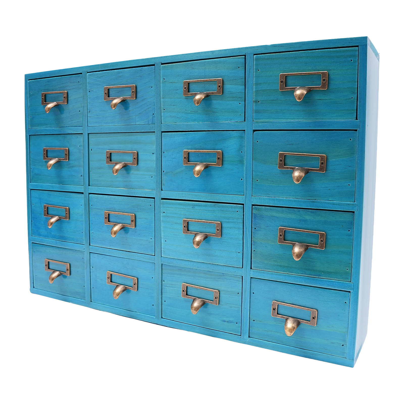 Dřevěná lékárnická skříňka se 16 zásuvkami, úložný box, 50,5 x 9,5 x 35 cm