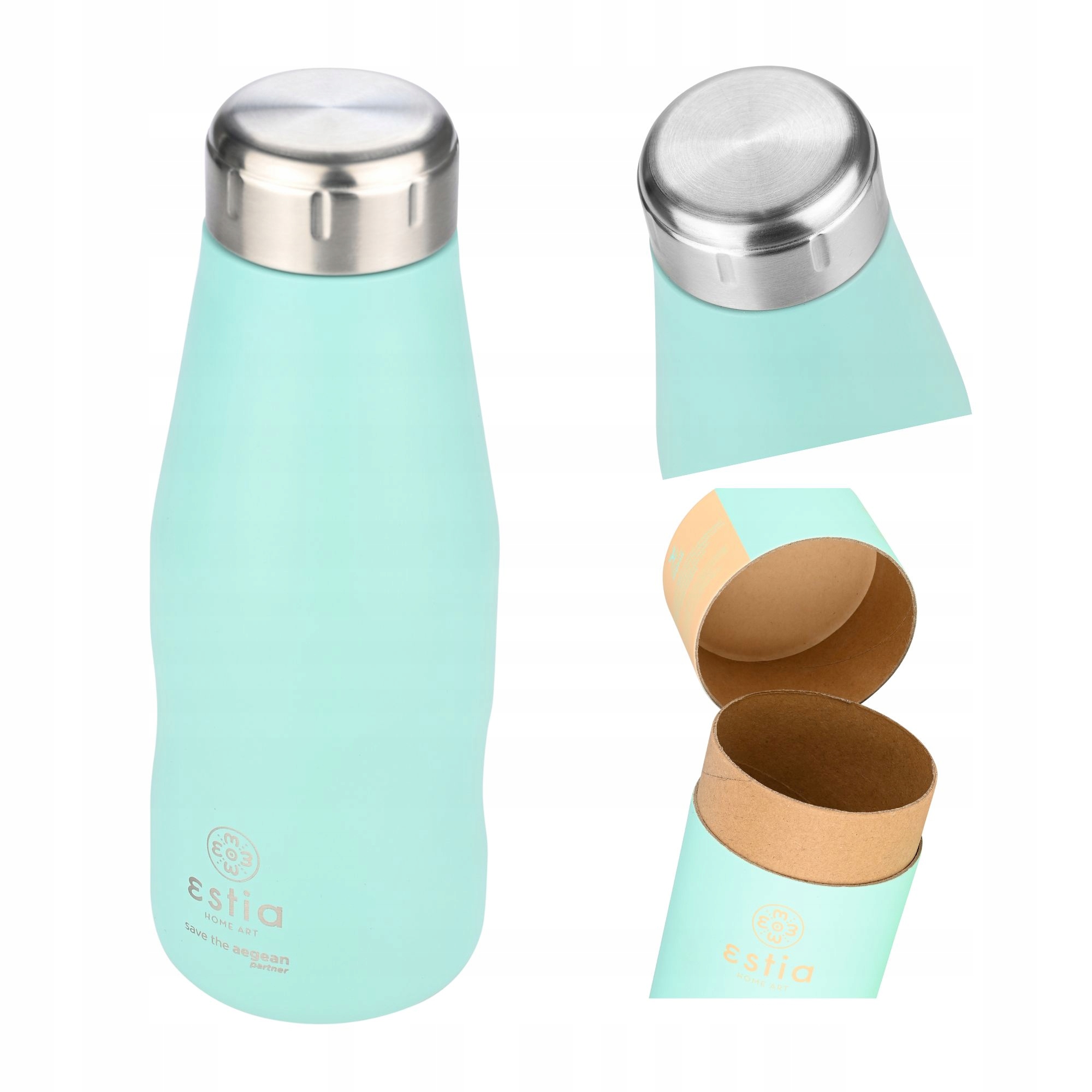 Miętowa Butelka Termiczna 350 ml termos na kawę herbatę ze stali szczelna