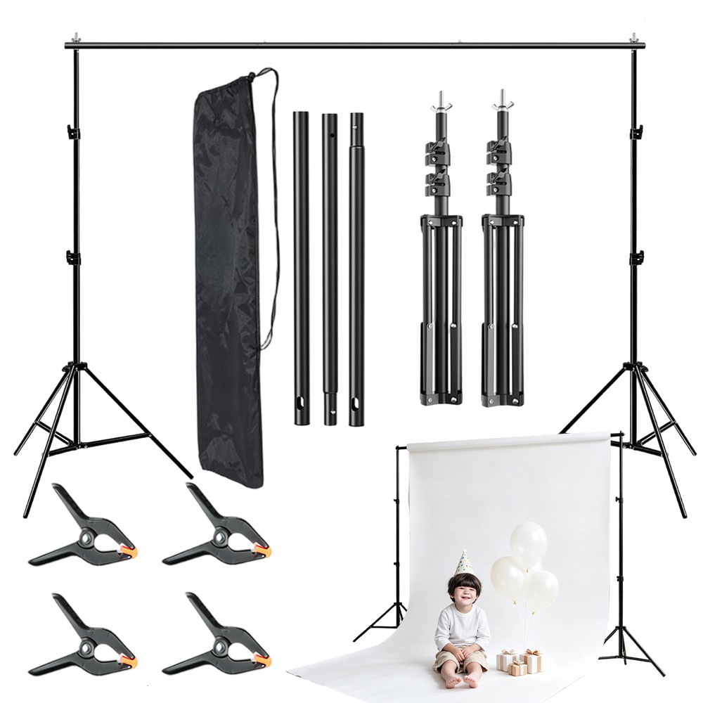 Stativ pro fotografické pozadí, sada, dekorace, stěna, ozdoba pro fotografie 2x2m