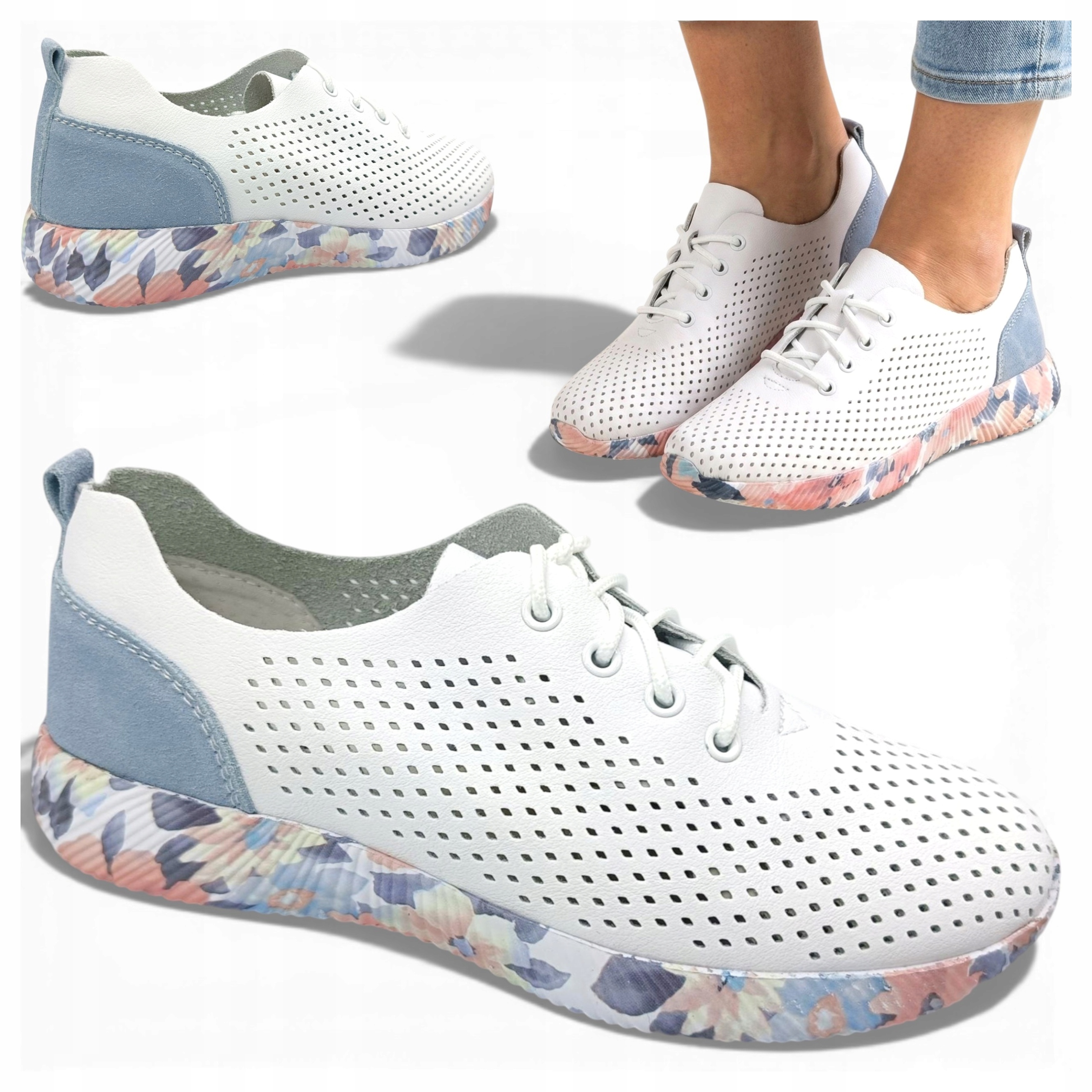 41 Artiker Dámská sportovní obuv z přírodní kůže, zasouvací, ažurová, lehká