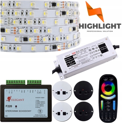 5 m Schodový set Pásik Rgbw Led Digitálny Smd 5050 TM1814 4xSnímač