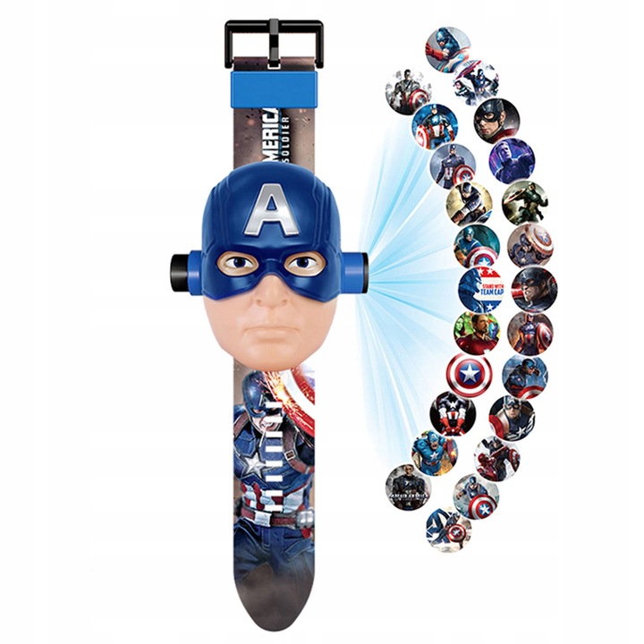 ZEGAREK 3D KAPITAN AMERYKA-PROJEKTOR Marka bez marki