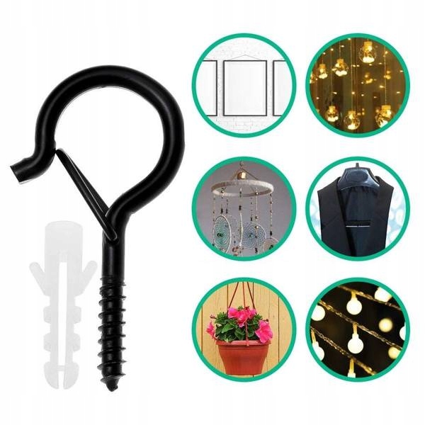 HACZYK HAK OCZKOWY ZAMYKANY WKRĘCANY CZARNY METAL