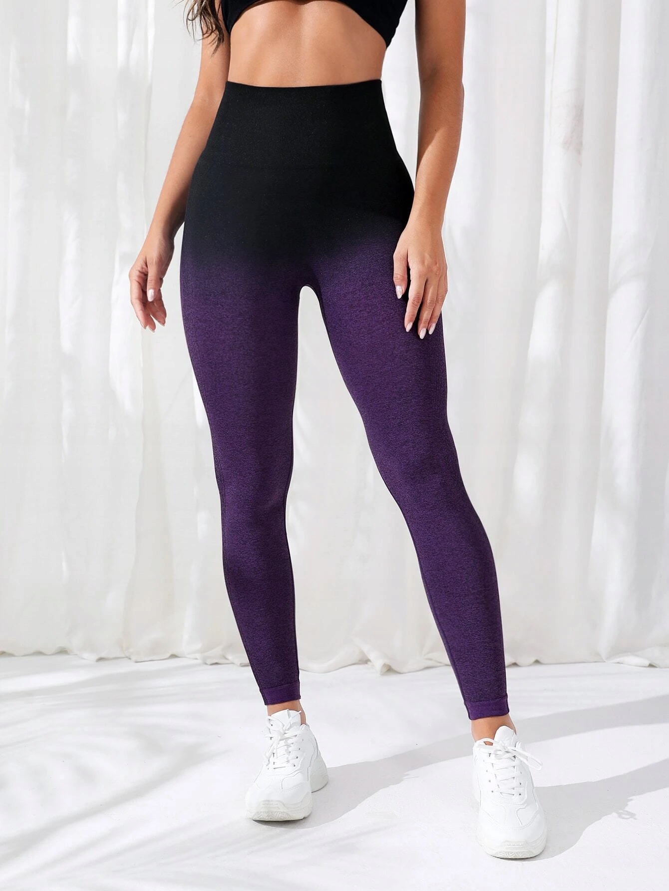 SHEIN LEGGINSY DAMSKIE FIOLETOWE PRĄŻKOWANE S V2B - 111 - 14359798806 