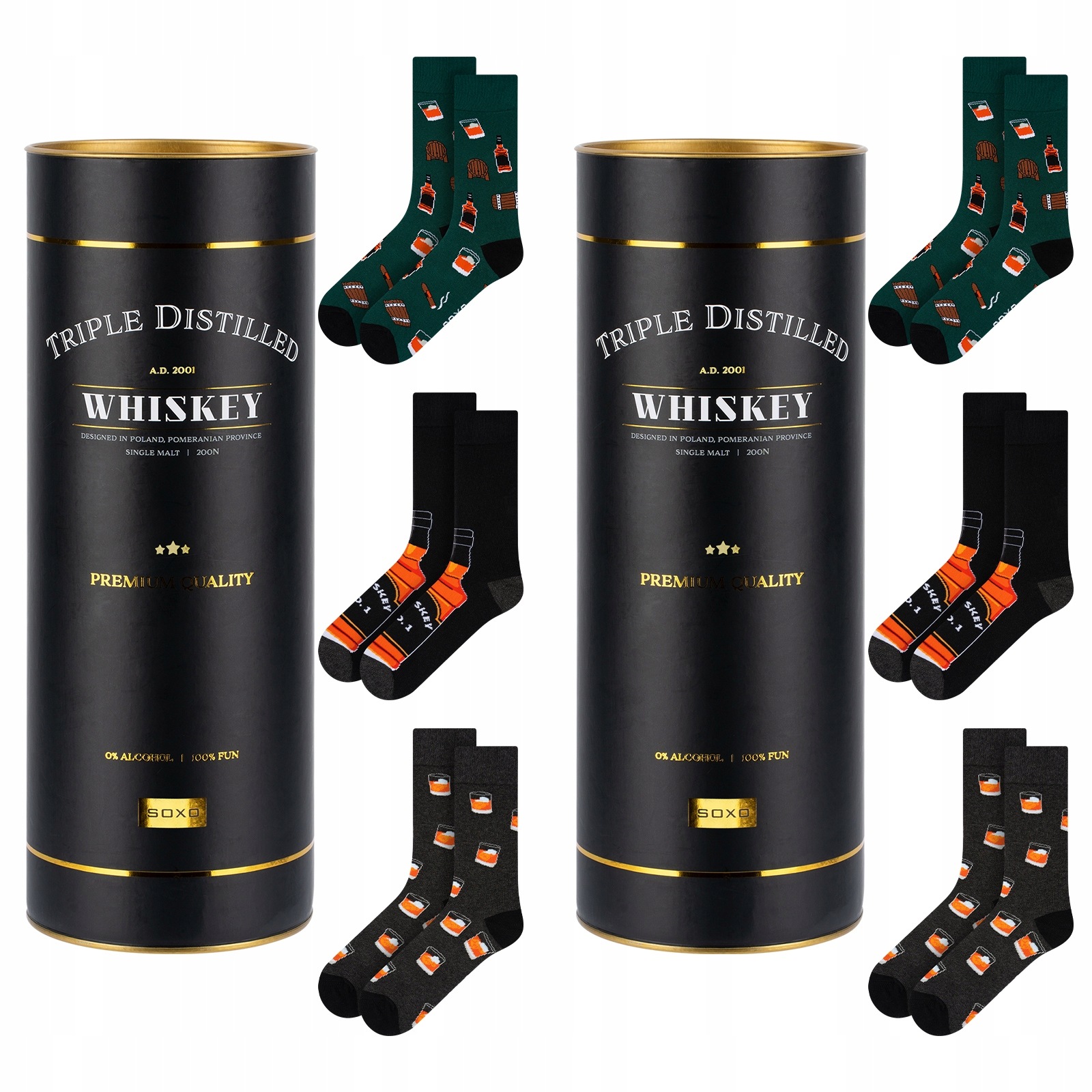Pánské ponožky dárek pro tatínka Soxo ponožky whiskey v tubě 3 balení x2