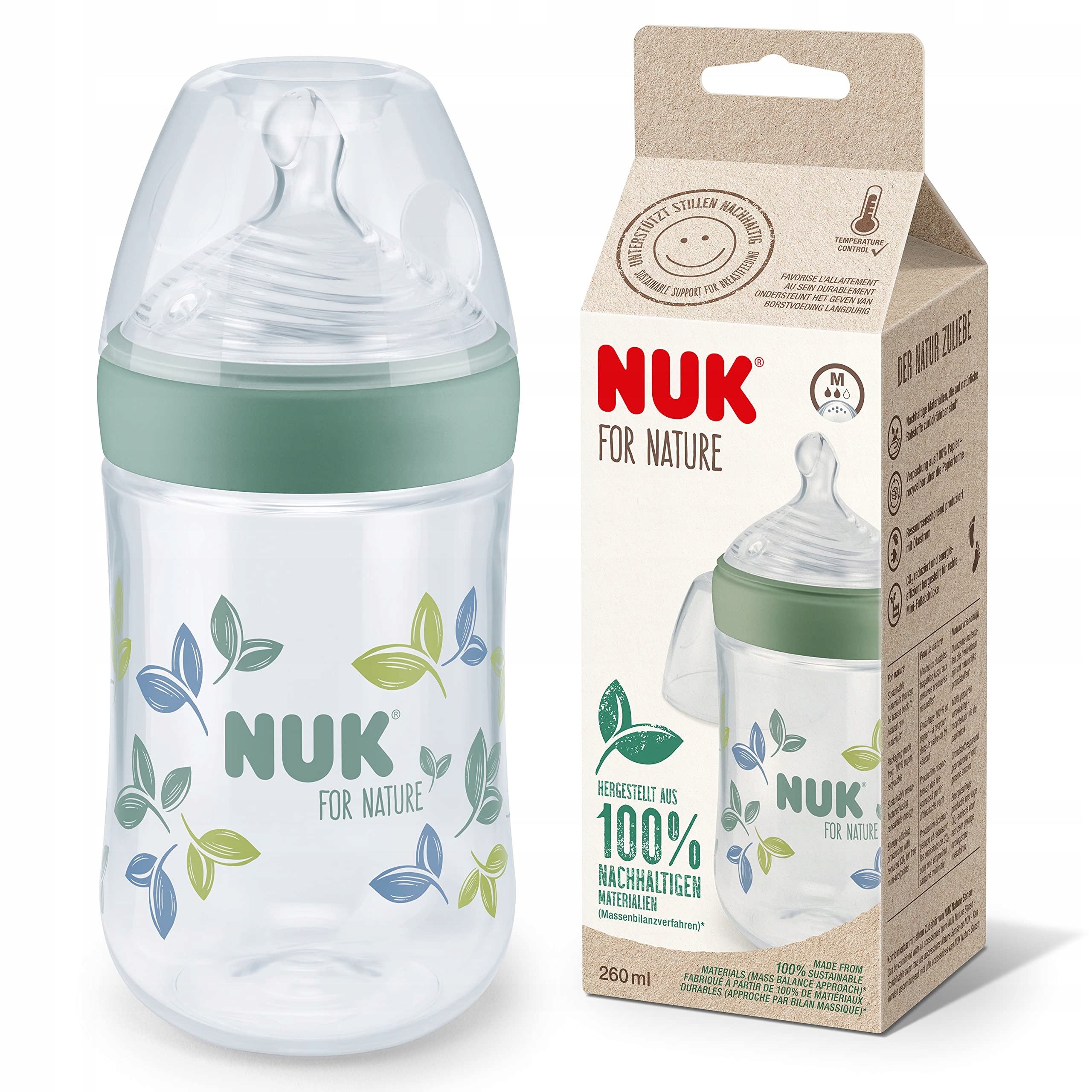 NUK Dla Natury Butelka Antykolkowa Silikonowa 260ml Zielona BPA Free — miniatura 7