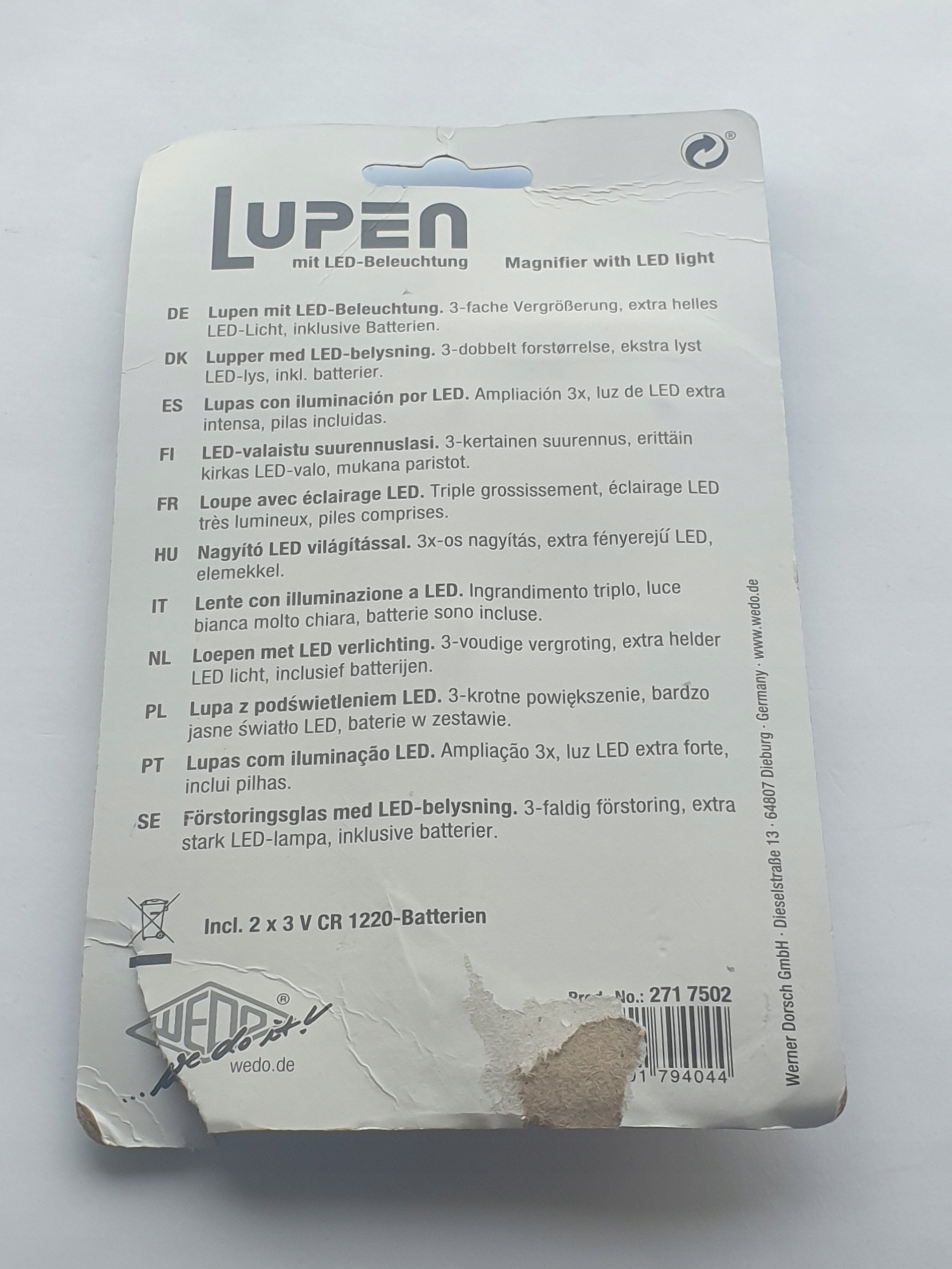 Lupa WEDO z czerwonym światłem LED Model LED