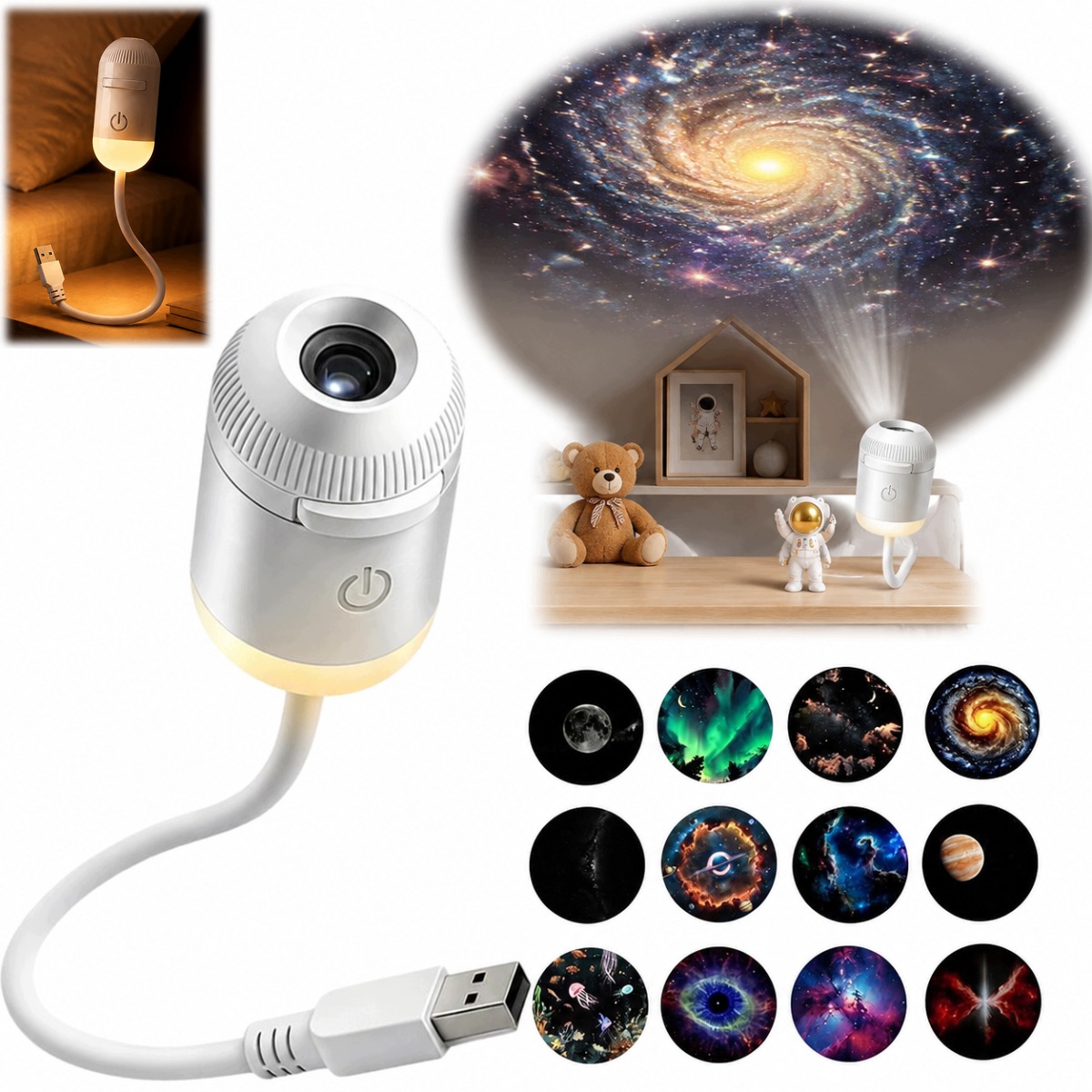 Projektor Galaxy Z Lampką Nocną 12 W 1 Projektor Rozgwieżdżonego Nieba Usb