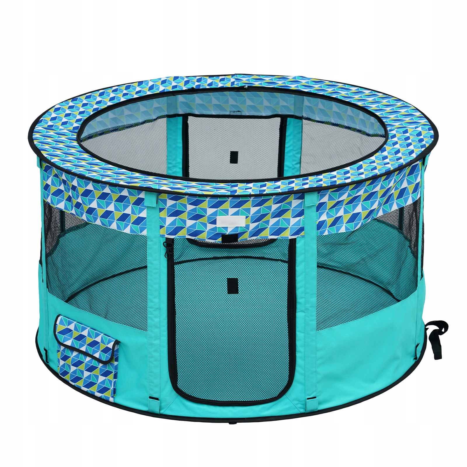 SucceBuy Kotec pro štěňata 1117x1117x609MM Kulatý s skládací miskou