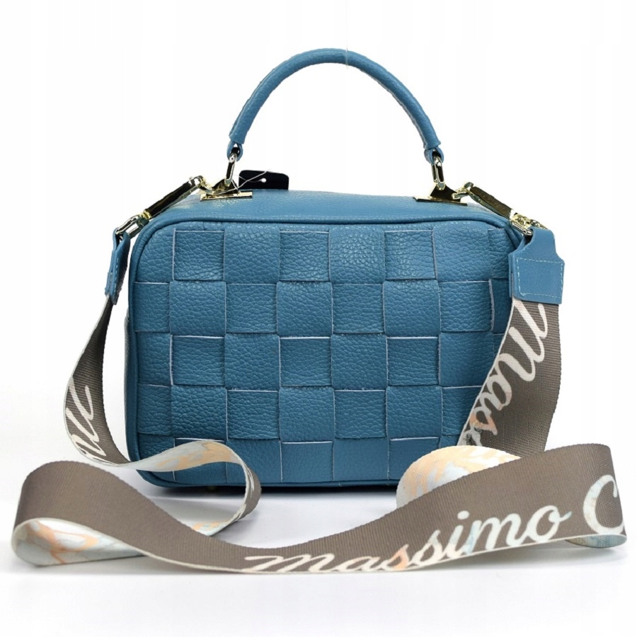 TOREBKA MASSIMO CONTTI SKÓRA PLECIONA TURKUS 888D Kolor niebieski