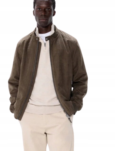 Springfield Klasická Bomber Semišová Bunda Khaki XXL J5F