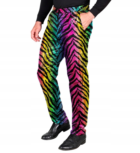 Pánské Flitrové Kalhoty Barevné Tygr Silvestr Karneval Zábava L