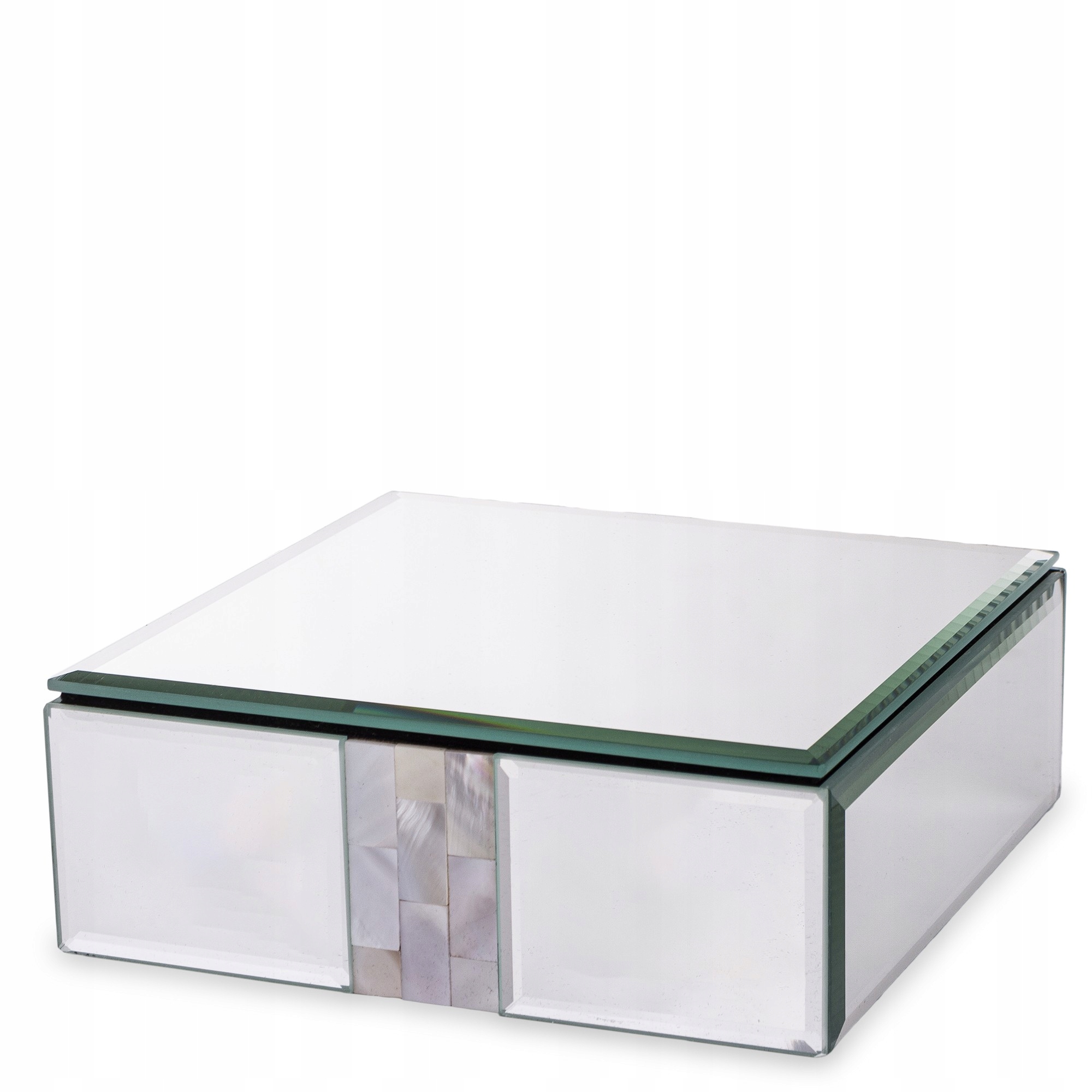 SZKLANA SZKATUŁKA PERŁOWA NA BIŻUTERIĘ KASETKA GLAMOUR SREBRNA