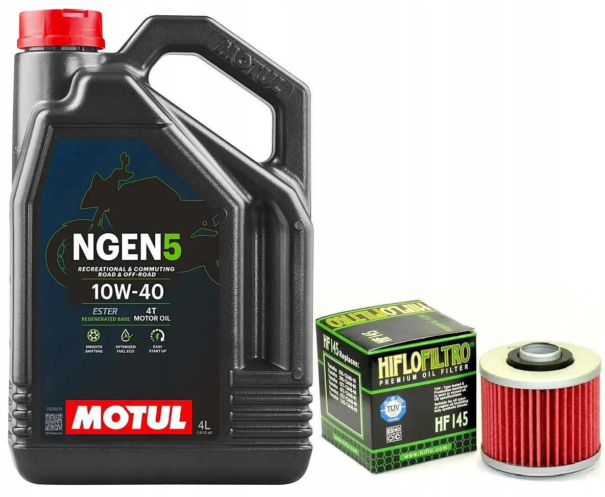 Olej Motul NGEN5 10W40 4L Filtr HF145, Yamaha YFM600 Grizzly, 98-01r.