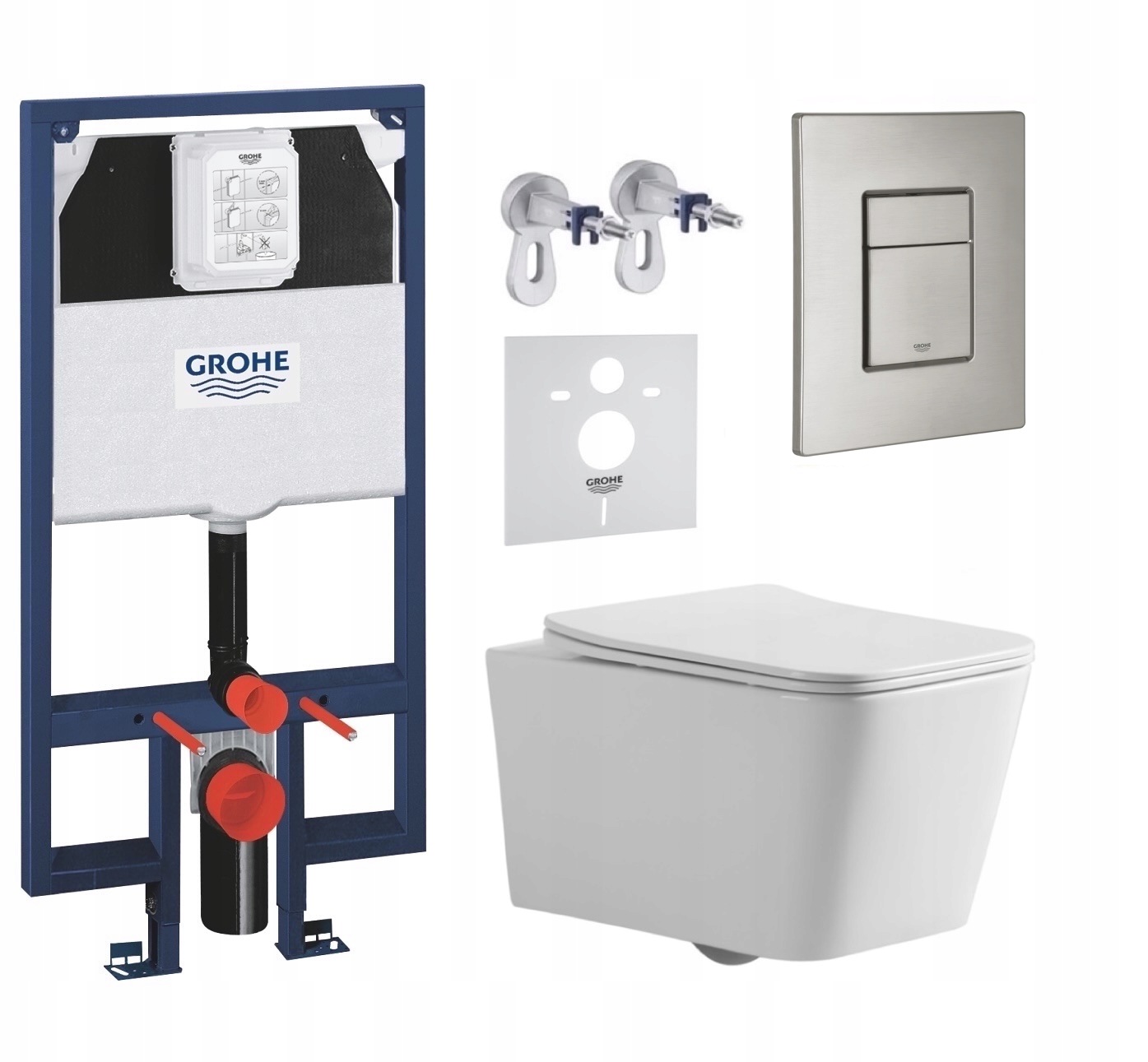 Stelaz Grohe Slim miska Imprese Bilovec s tlačidlom nerezová oceľ matná