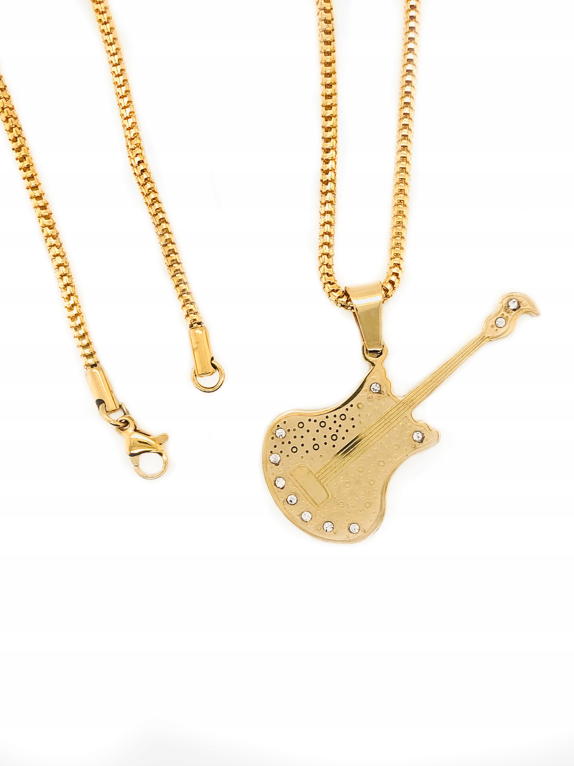 Naszyjnik wisior Stalowy złota gitara Marka Asimex Plus
