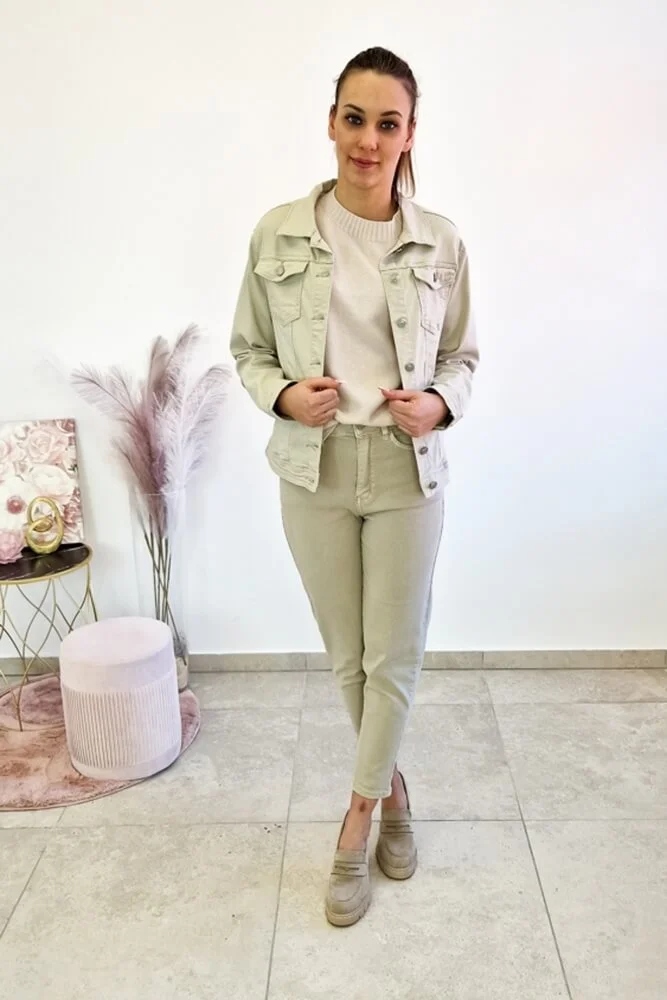 Béžová dámská džínová katana L