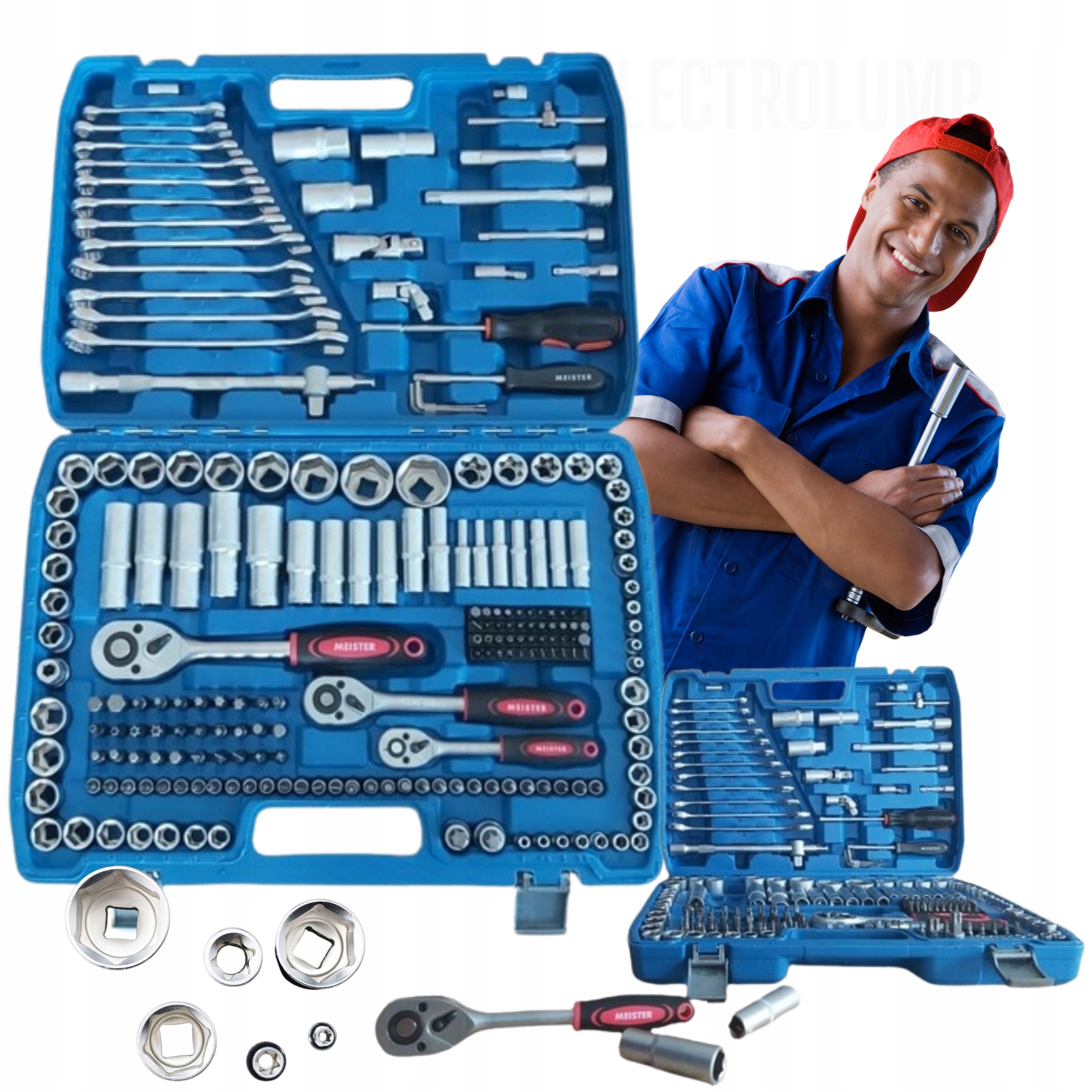 Sada nástrčných klíčů Bity 172 ks 1/2 1/4" 3/8" Dvousměrná ráčna