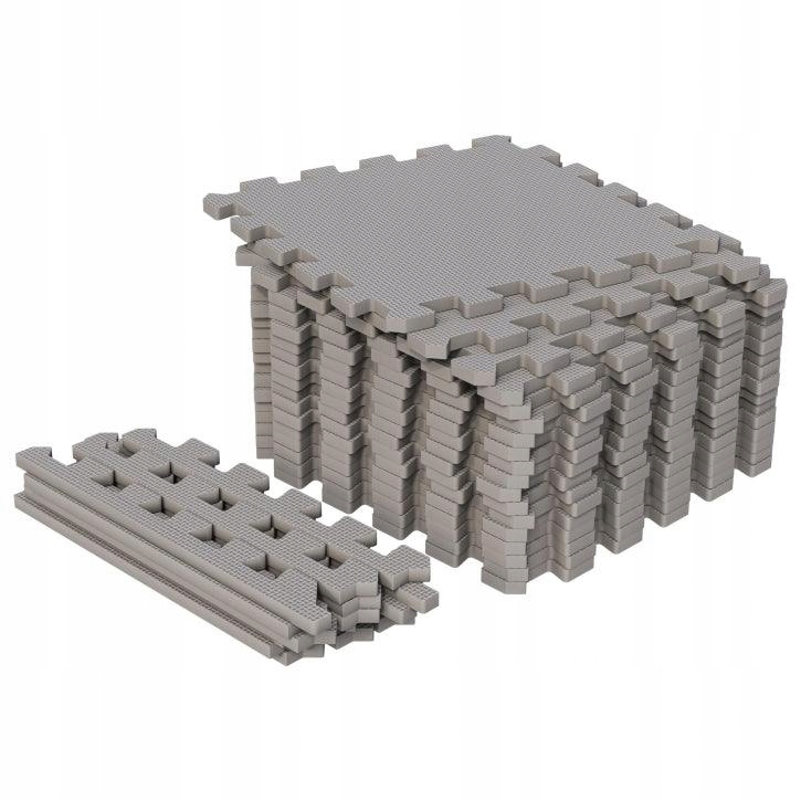 Zestaw mat ochronnych 18 sztuk krawędzie szary puzzle Gorilla Sports 568D