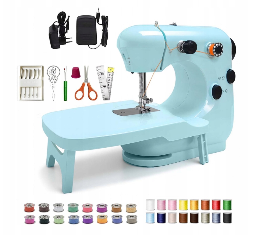 Mini šicí stroj Mowlie FRJ301 přenosný, 12 stehů, příslušenství