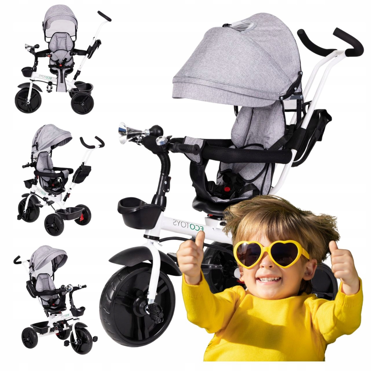 Rowerek Trójkołowy Dla Dziecka Jeździk Z Pedałami Obrotowy 360° Wózek