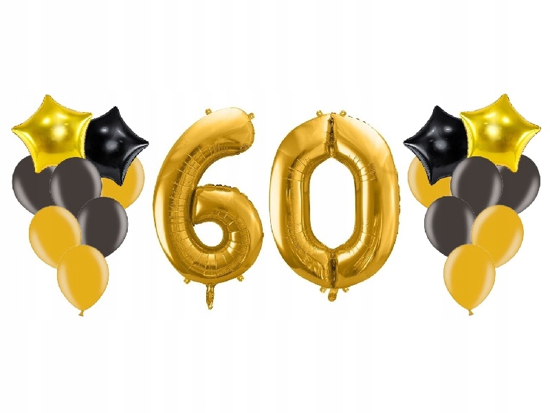 

Balony na 60 urodziny złote i czarne 18 sztuk