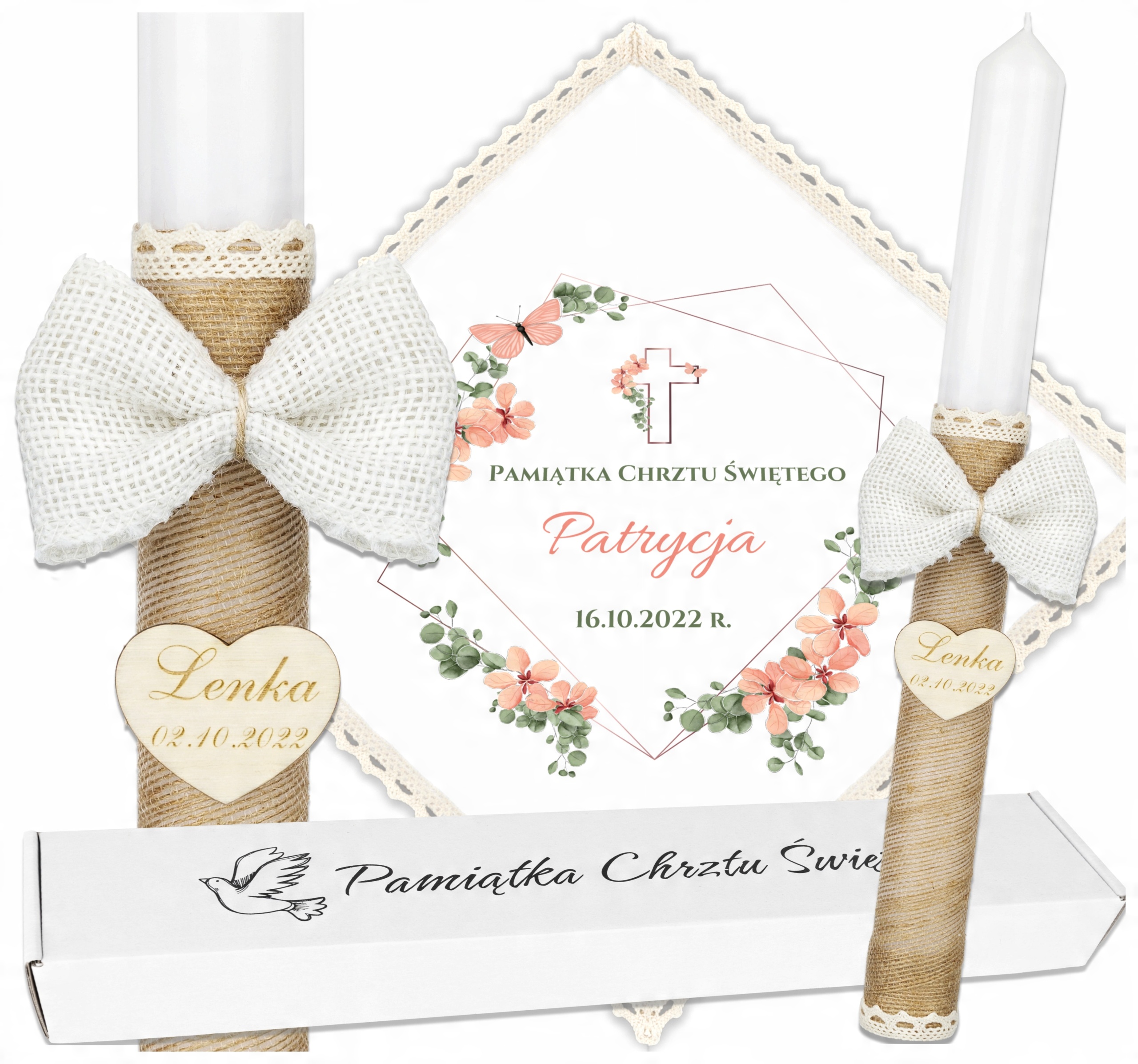 

Szatka do chrztu Świeca Eco Chrzest Boho Rubin CL