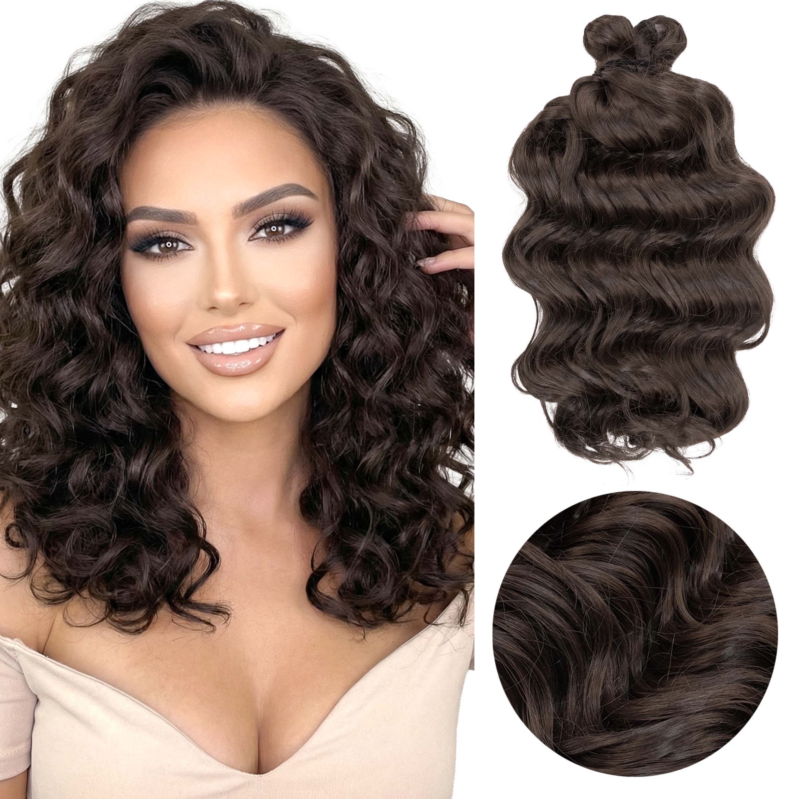 Syntetické vlasy, umělé vlny, kadeře Afroloki Amelia 30 cm 200 g tmavě hnědé