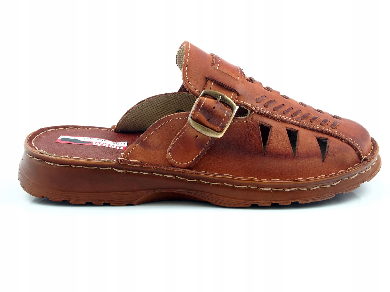 

Klapki męskie sandały skórzane Polskie Brązowe 47